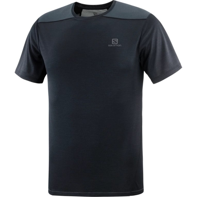 Black Salomon Outline Short Sleeve Men's T-Shirts | IE GD5231